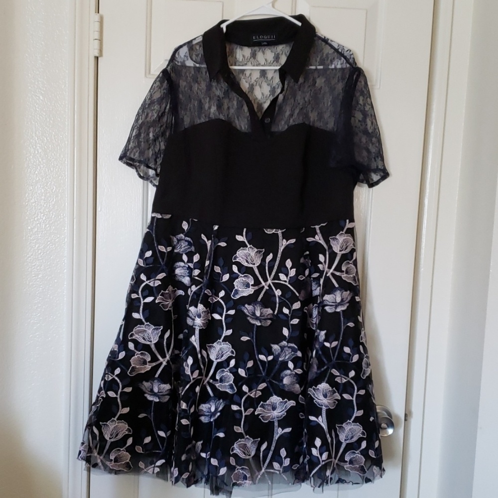 Eloquii Embroidered Mesh Dress